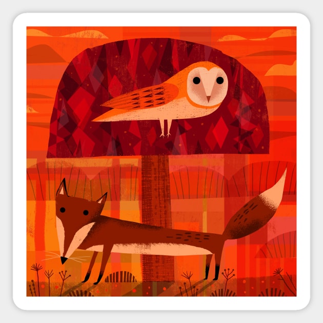 Fox and Owl Sticker by Gareth Lucas